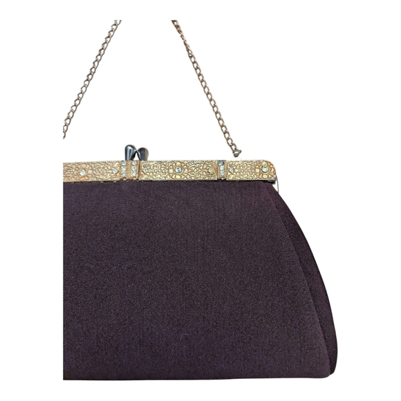 La Parisienne Purse Clutch Evening Bag Retro 50s Brown Gold - Picture 5 of 8